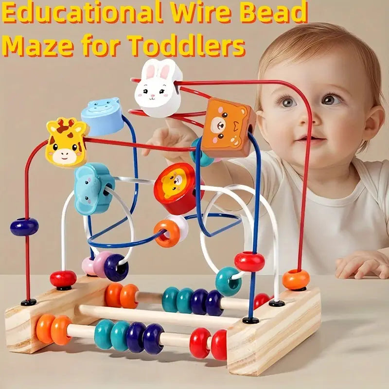 Baby Three Line Animal Wooden Bead Toy